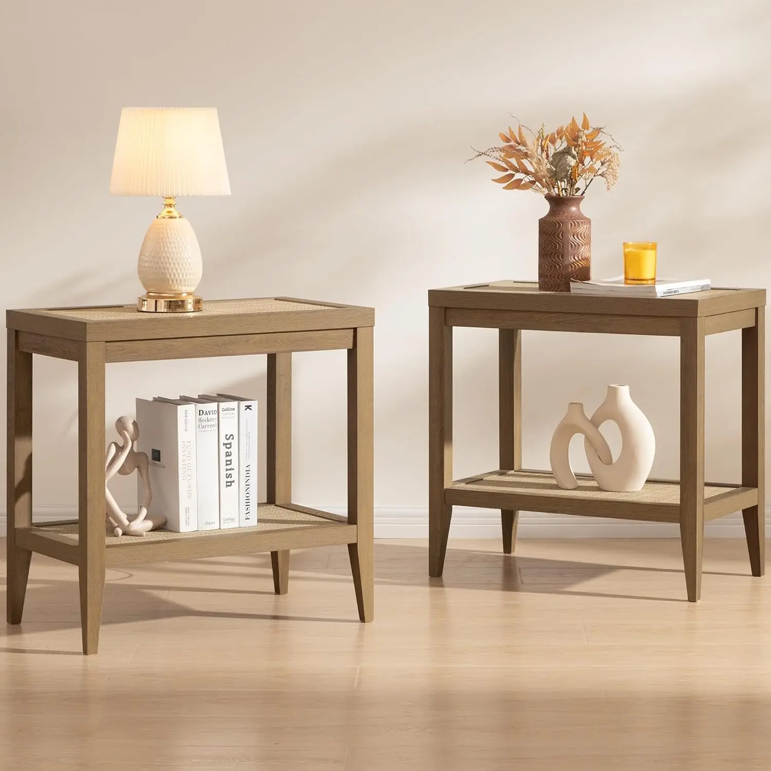 Rattan Nightstands Set of 2 Bedside Table - Boho Narrow End Table Living Room Set of 2 Side Table with Rattan Storage Sh
Rattan Nightstands Set of 2 Bedside Table - Boho Narrow End Table Living Room Set of 2 Side Table with Rattan Storage Sh