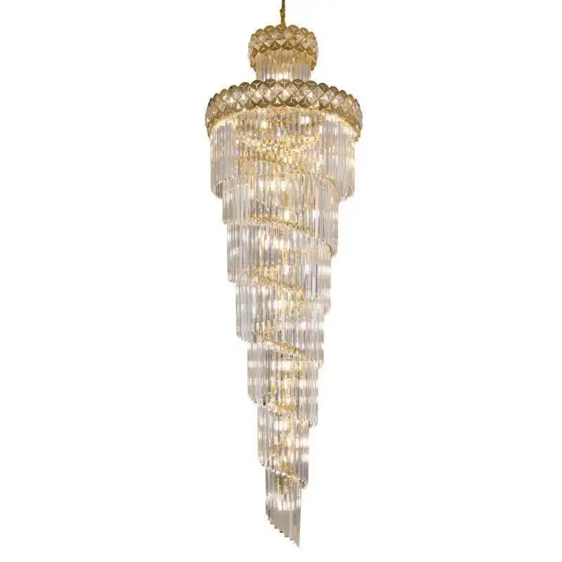 Rotary staircase crystal long chandelier duplex floor empty living room B & B
Rotary staircase crystal long chandelier duplex floor empty living room B & B