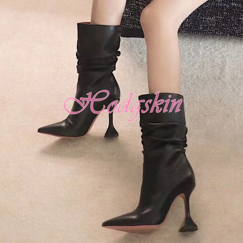 Wineglass Heel Pleated Boots New Style Pointy Toe Solid Mid Calf Women Shoes High Heels Leather Slip on Autumn Boots Party Dress
Wineglass Heel Pleated Boots New Style Pointy Toe Solid Mid Calf Women Shoes High Heels Leather Slip on Autumn Boots Party Dress
