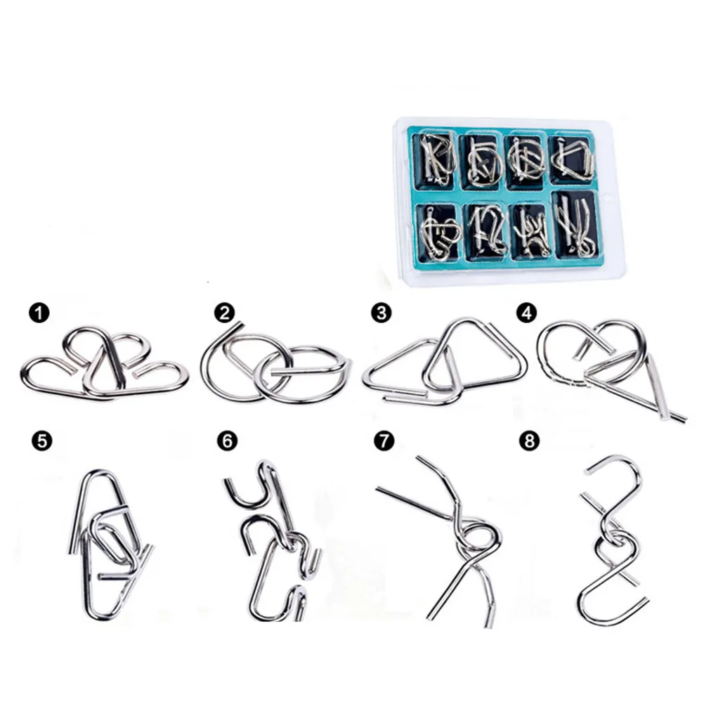 Metal Brain Puzzle Ring Set Iq Test Wire Puzzles Challenging Intelligence Game Brain Teaser for Kids Adults Ring Puzzle Set
Metal Brain Puzzle Ring Set Iq Test Wire Puzzles Challenging Intelligence Game Brain Teaser for Kids Adults Ring Puzzle Set