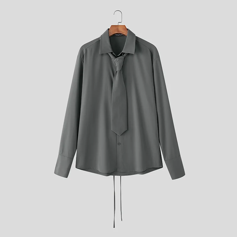 INCERUN Мужская рубашка с лацканами и длинным рукавом, однотонная повседневная мужская одежда с галстуком, уличная одежда, модные мужские топы для отдыха, Camisas S-5XL
INCERUN Мужская рубашка с лацканами и длинным рукавом, однотонная повседневная мужская одежда с галстуком, уличная одежда, модные мужские топы для отдыха, Camisas S-5XL