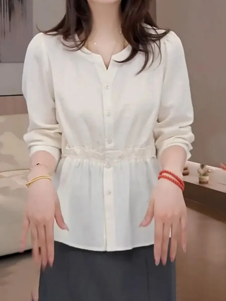 Женская блузка с эффектом похудения, длинными рукавами и утягивающим эффектом на талии, весна-осень, из тонкого хлопка, оригинальный дизайн, для скрытия живота
Женская блузка с эффектом похудения, длинными рукавами и утягивающим эффектом на талии, весна-осень, из тонкого хлопка, оригинальный дизайн, для скрытия живота