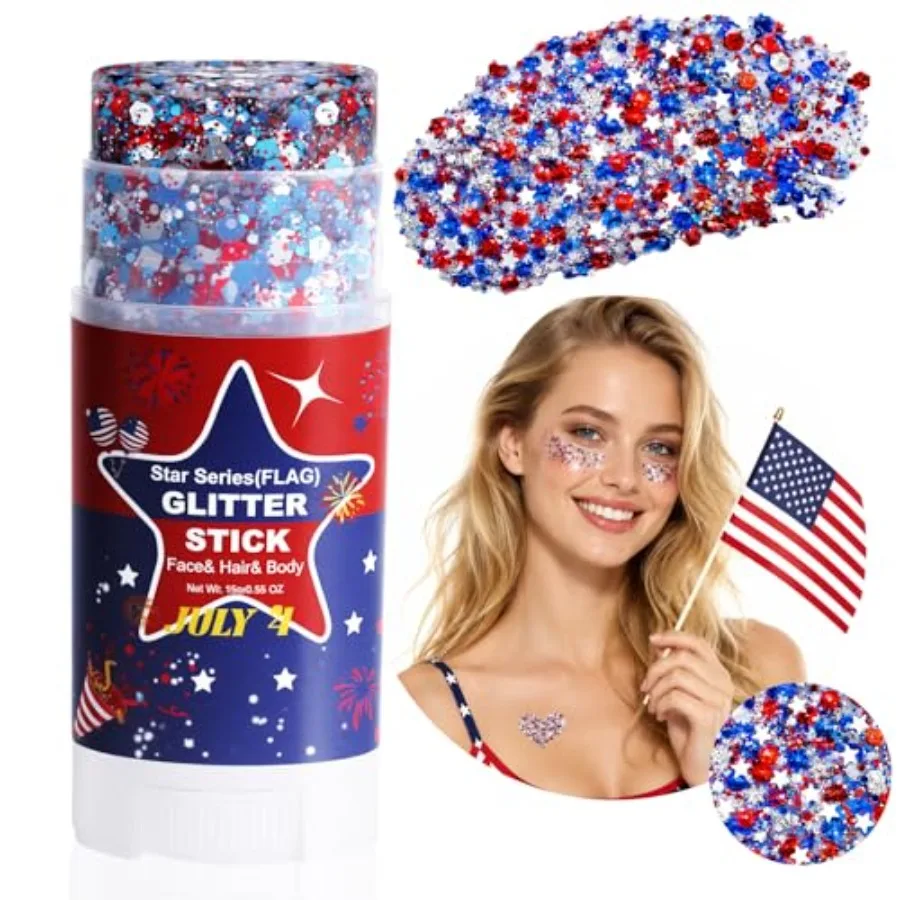 Limited-time offer 4th of July Body and Hair Glitter Stick, Waterproof Shimmer with Large Holographic Flakes, Long-Lasting Spar
Limited-time offer 4th of July Body and Hair Glitter Stick, Waterproof Shimmer with Large Holographic Flakes, Long-Lasting Spar