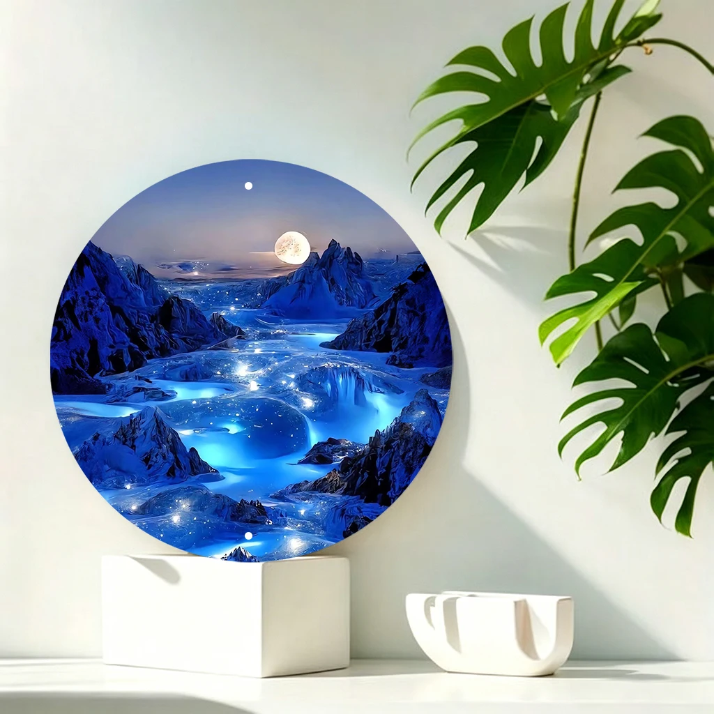 JIT 1-pc Dark blue moon mountain landscape print round metal tin sign wall decor, easy to hang & smooth surface, this delicate metal tin sign suits dorm, living room and reading nook for indoor wall layout, great present for friends and close girlfriends
JIT 1-pc Dark blue moon mountain landscape print round metal tin sign wall decor, easy to hang & smooth surface, this delicate metal tin sign suits dorm, living room and reading nook for indoor wall layout, great present for friends and close girlfriends