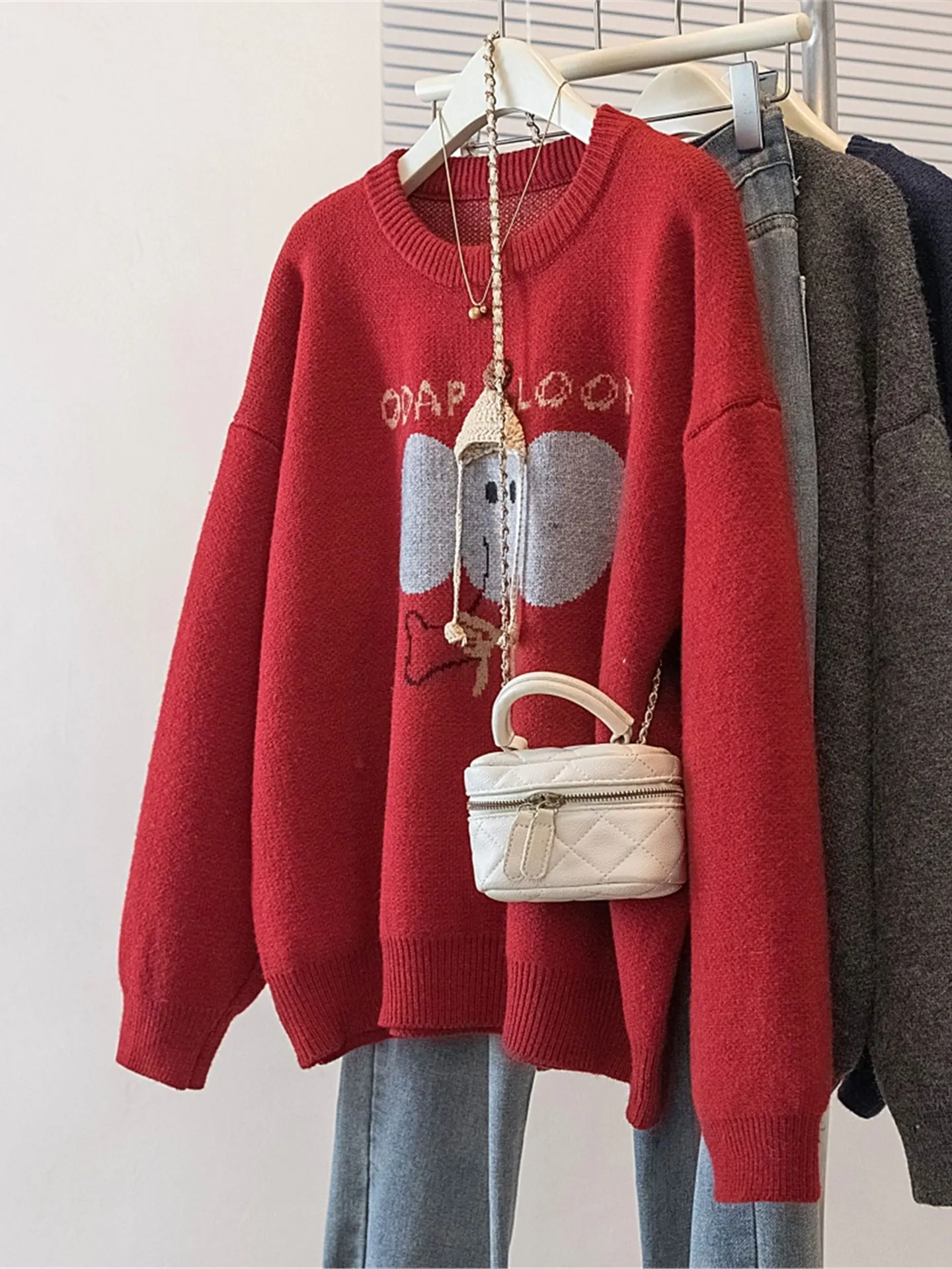Ele Red Cartoon Elephant Long Sve Women's Knitwear Loose Fit Thiened Winter Sweater Casual Sle Soft Polyester Fabric
Ele Red Cartoon Elephant Long Sve Women's Knitwear Loose Fit Thiened Winter Sweater Casual Sle Soft Polyester Fabric
