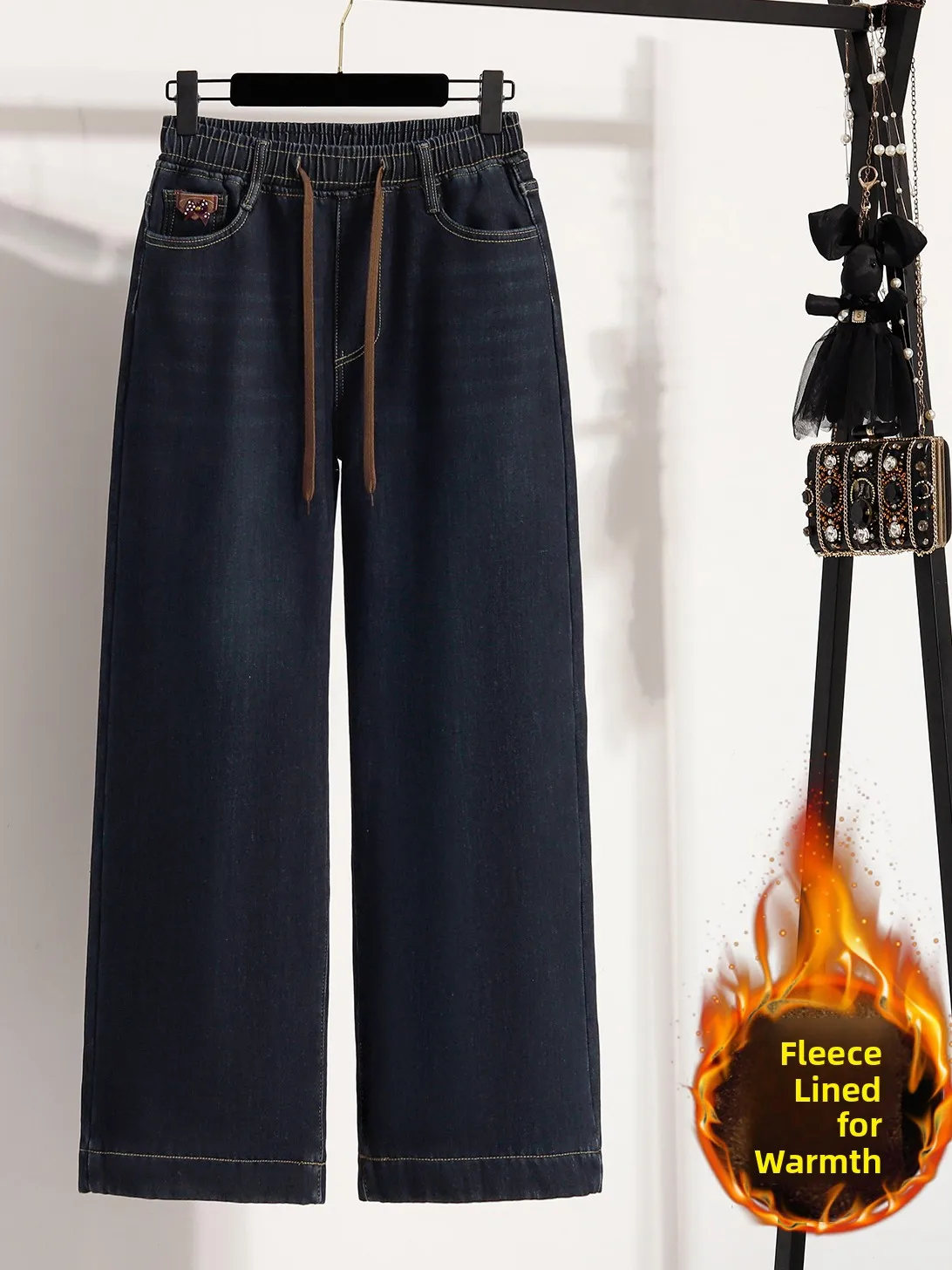 Women's Fce Lined Thi Straight Leg Jeans Dstring Waist Casual Loose Fit Autumn Winter Wide Leg Pants
Women's Fce Lined Thi Straight Leg Jeans Dstring Waist Casual Loose Fit Autumn Winter Wide Leg Pants