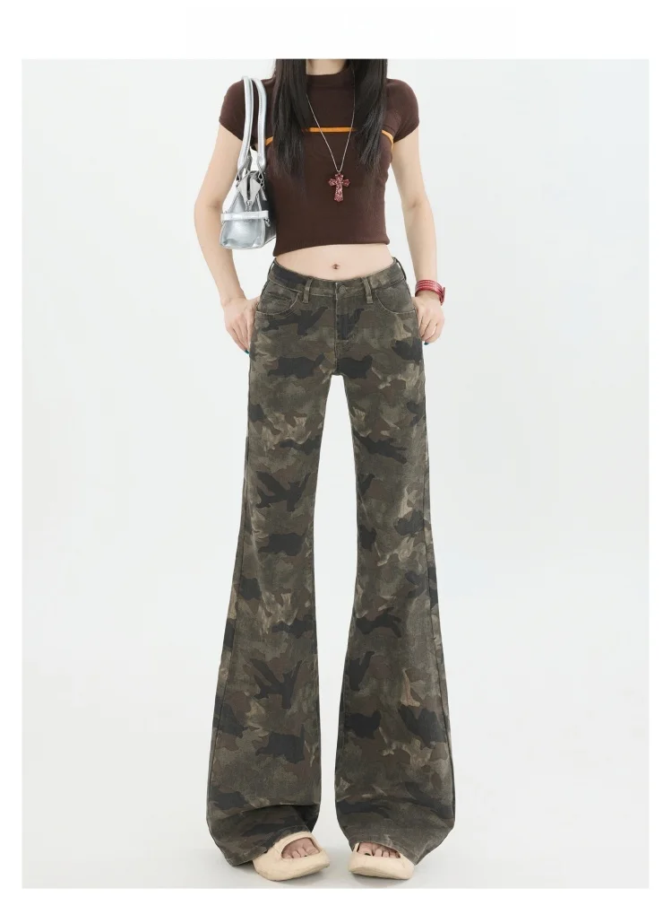 Женские джинсы-клеш с низкой посадкой, камуфляжные, свободного кроя, прямые, в американском стиле, длиной в пол, повседневные, с высокой талией
Женские джинсы-клеш с низкой посадкой, камуфляжные, свободного кроя, прямые, в американском стиле, длиной в пол, повседневные, с высокой талией