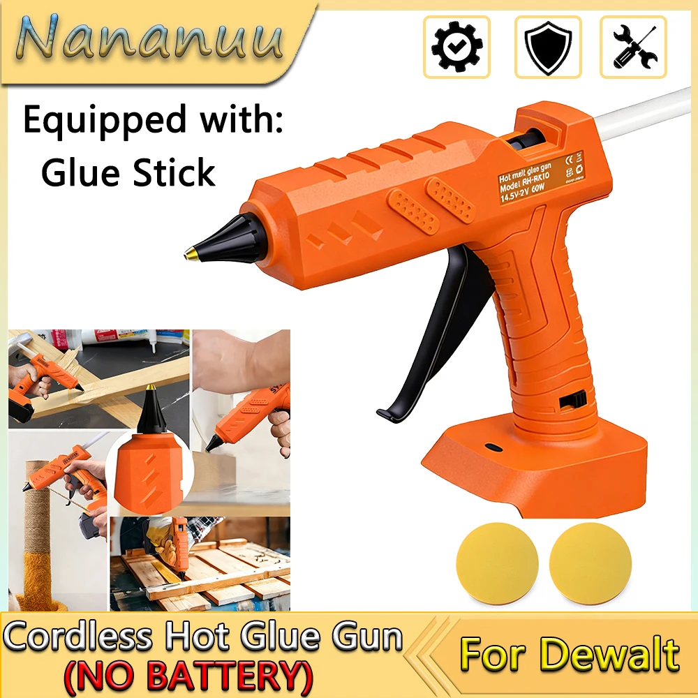 Nananuu Cordless Hot Glue Gun Portable Rechargeable For Dewalt 18V Battery With 11mm Glue Sticks For Home DIY Repair Tool
Nananuu Cordless Hot Glue Gun Portable Rechargeable For Dewalt 18V Battery With 11mm Glue Sticks For Home DIY Repair Tool
