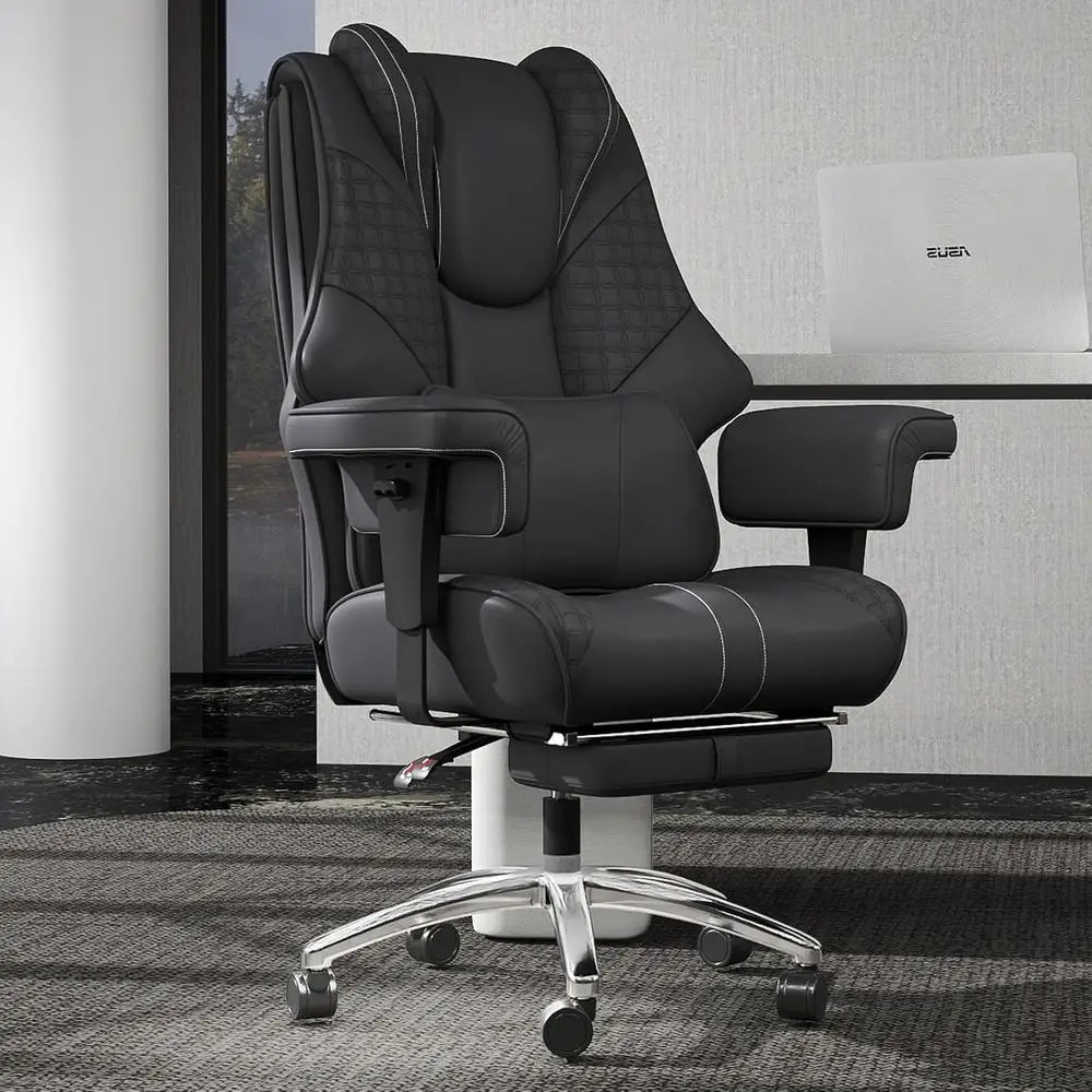Ergonomic High-Back Leather Office Chair for Big and Tall, Reclining with Footrest, Wide Seat for Heavy People, Swivel and Roll
Ergonomic High-Back Leather Office Chair for Big and Tall, Reclining with Footrest, Wide Seat for Heavy People, Swivel and Roll