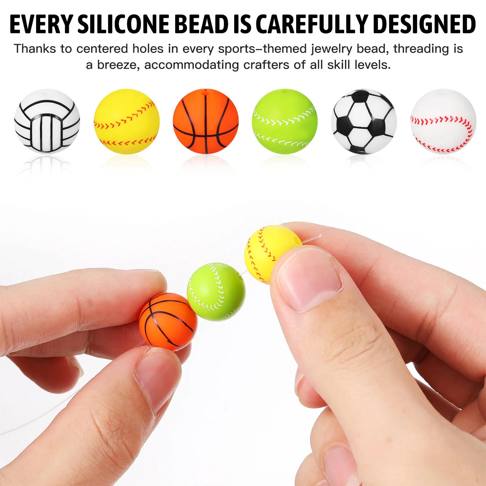 30Pcs Silicone Sports Ball Beads Spacer Loose Drilled Beads Baseball Basketball Soccer for Bracelet Making Jewelry Supplies
30Pcs Silicone Sports Ball Beads Spacer Loose Drilled Beads Baseball Basketball Soccer for Bracelet Making Jewelry Supplies