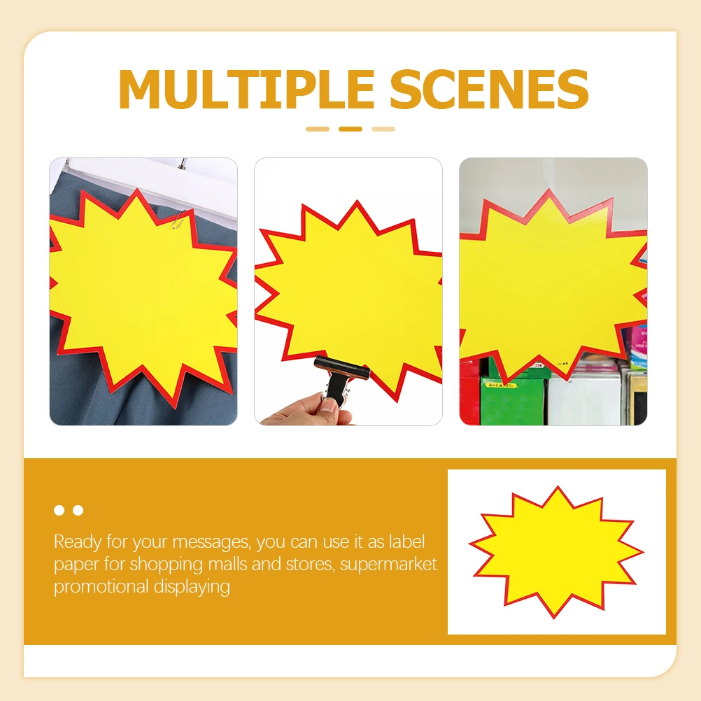 Tag Price Burst Shaped Paper Signs Label 230g High Quality White Card Sale for Retail Store 
Tag Price Burst Shaped Paper Signs Label 230g High Quality White Card Sale for Retail Store