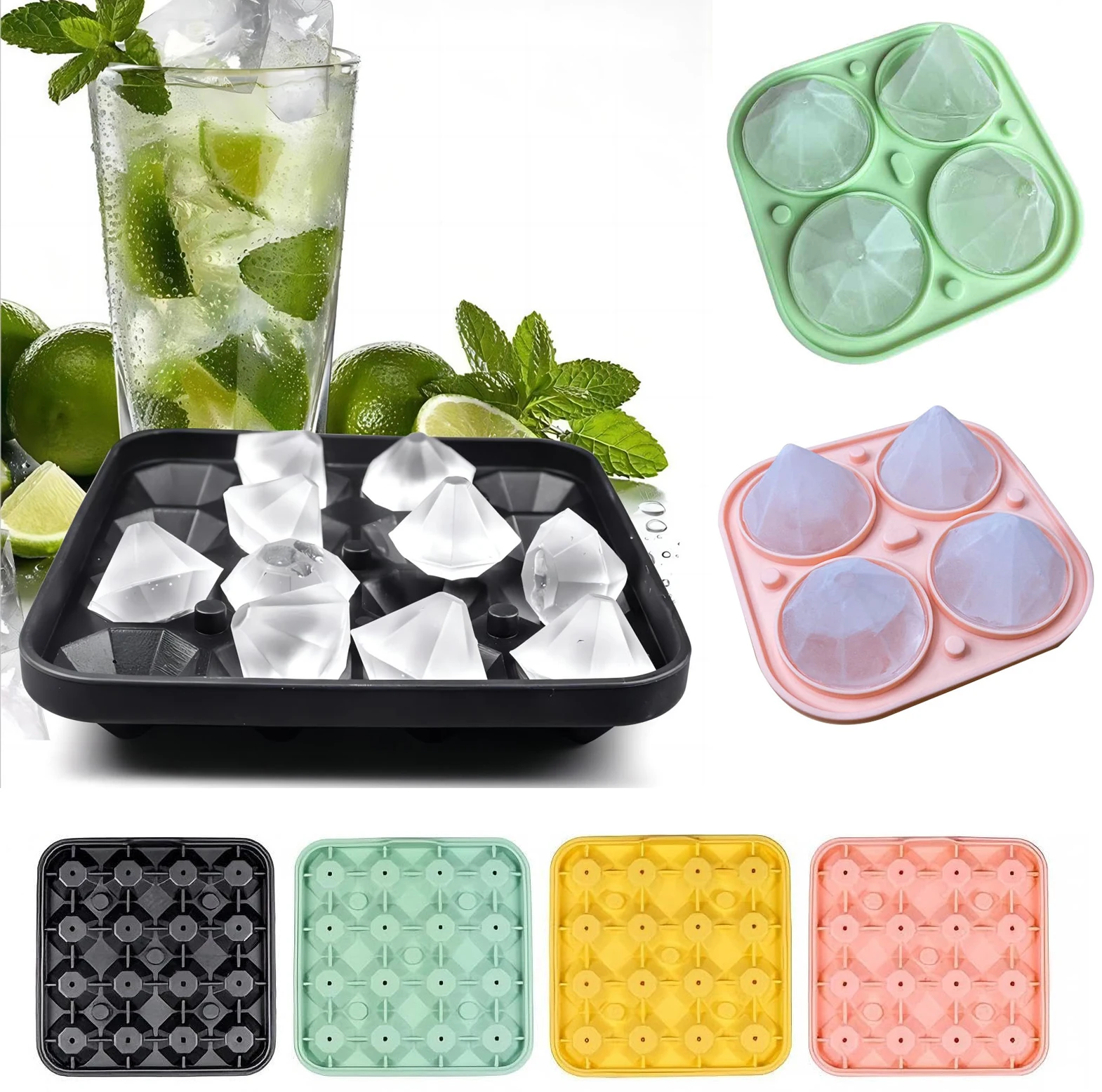 Tiny Diamond Ice Molds , Small Diamond-Shaped Silicone Ice Cube Trays 16 Cubes Per Tray, Easy Release, BPA-Free and Stackable
Tiny Diamond Ice Molds , Small Diamond-Shaped Silicone Ice Cube Trays 16 Cubes Per Tray, Easy Release, BPA-Free and Stackable