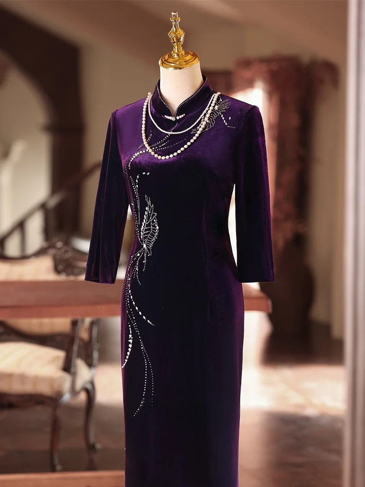 Young Purple Wedding Dr for Mother in Law Autumn Winter Fce Lined Chinese Wedding Banquet Outfit Retro Sle
Young Purple Wedding Dr for Mother in Law Autumn Winter Fce Lined Chinese Wedding Banquet Outfit Retro Sle