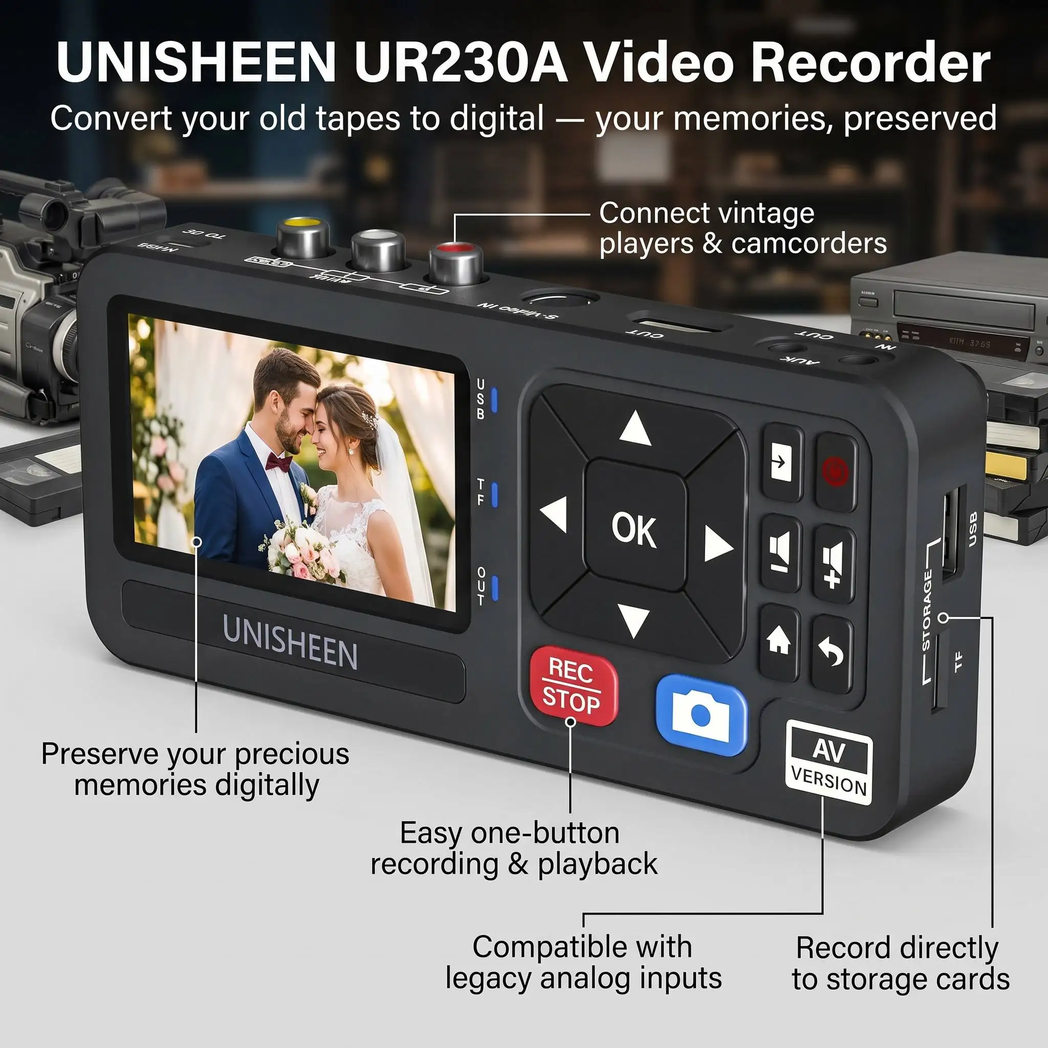 UNISHEEN 1080p High Quality VHS Tape to Digital Camcorder DVD Converter Casette MP3 Recorder
UNISHEEN 1080p High Quality VHS Tape to Digital Camcorder DVD Converter Casette MP3 Recorder