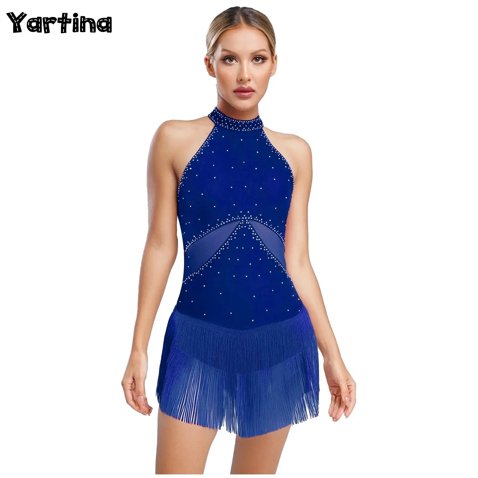 Womens Latin Chacha Ballet Dance Performance Leotard Costume Sparkly Rhinestone Tassel Mesh Patchwork Back Hollow Out Bodysuit
Womens Latin Chacha Ballet Dance Performance Leotard Costume Sparkly Rhinestone Tassel Mesh Patchwork Back Hollow Out Bodysuit