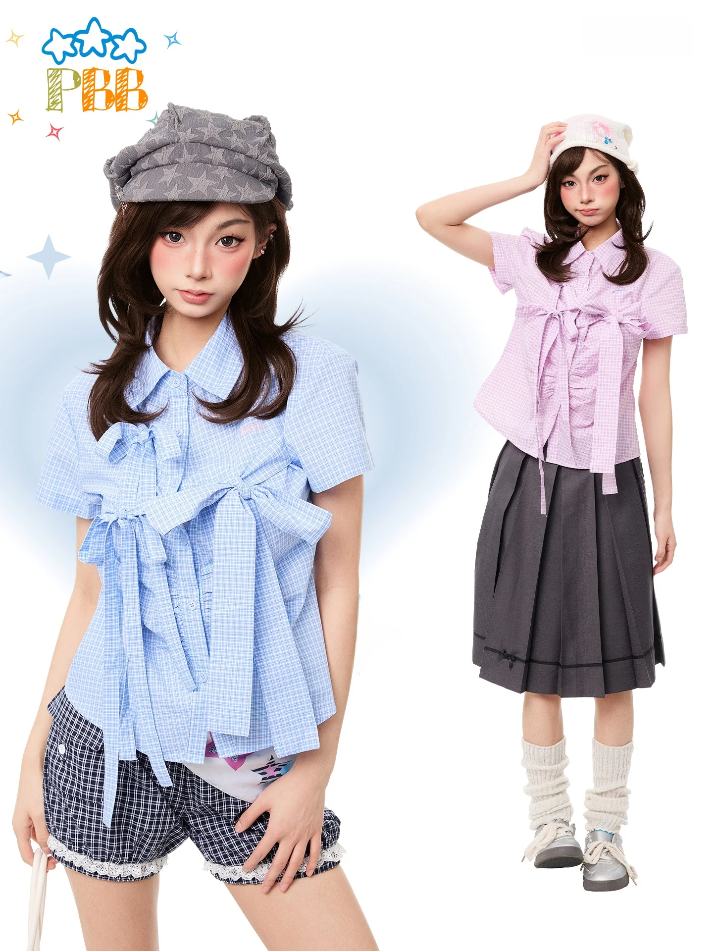 PBB Knot Short Sleeve Shirt Women's Casual Pleated Fashionable Commute Short Length Checkered Cotton Polyester Blend
PBB Knot Short Sleeve Shirt Women's Casual Pleated Fashionable Commute Short Length Checkered Cotton Polyester Blend