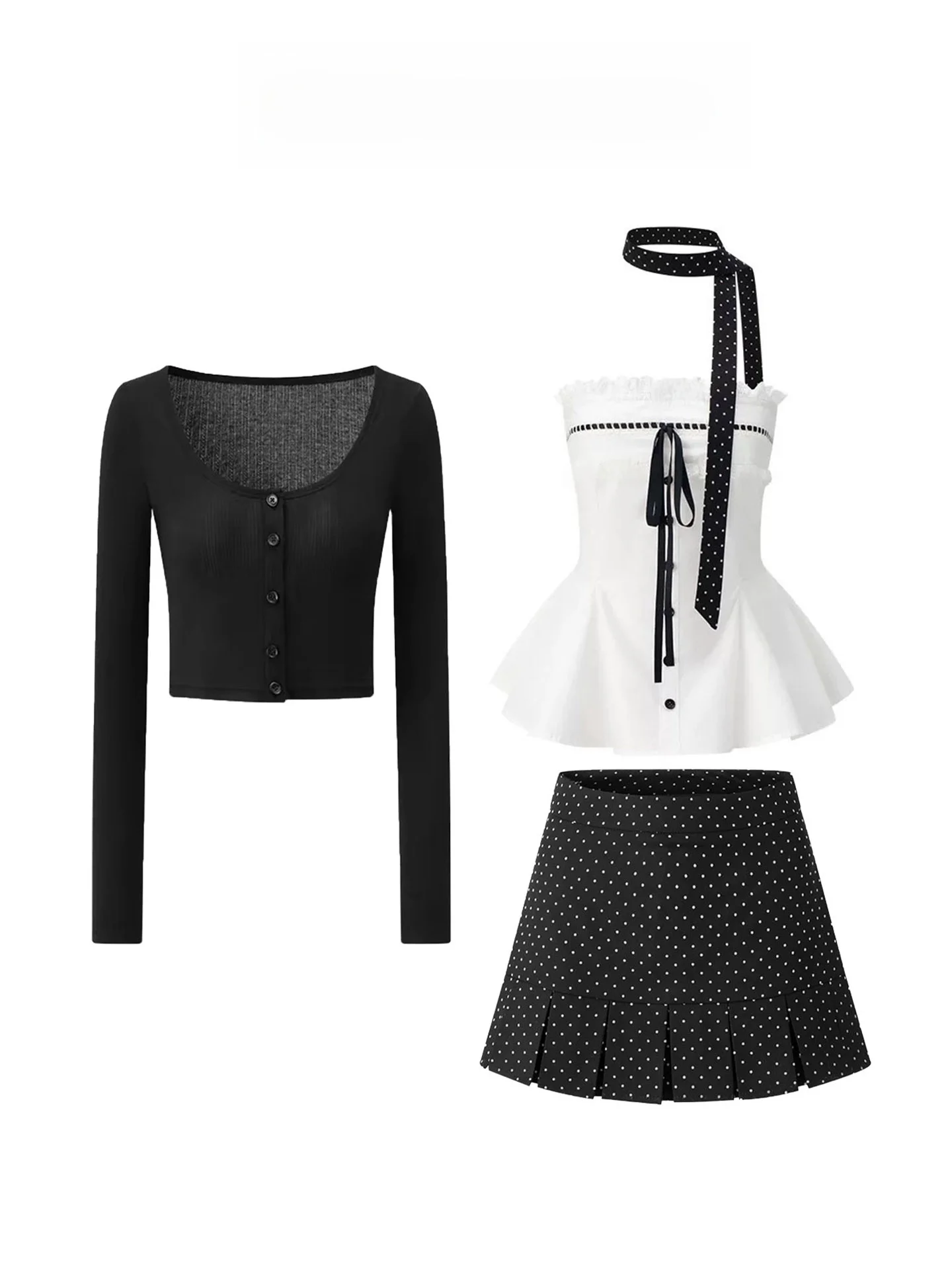 Korean Style Knitted Sash Open Cardigan And Polka Dot Short Skirt Set Women's Summer Fashion Sweet Style Breathable Casual Ou...
Korean Style Knitted Sash Open Cardigan And Polka Dot Short Skirt Set Women's Summer Fashion Sweet Style Breathable Casual Ou...