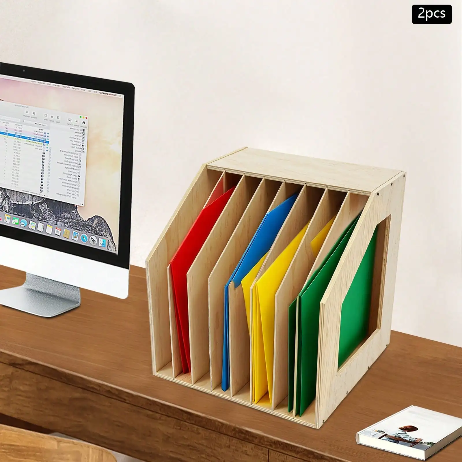 Wooden 2-Pack 8-Slot Desktop File Organizer With Adjustable Dividers Sloped Display Hollow Side Handles Modern Carved Wood Desk Storage
Wooden 2-Pack 8-Slot Desktop File Organizer With Adjustable Dividers Sloped Display Hollow Side Handles Modern Carved Wood Desk Storage