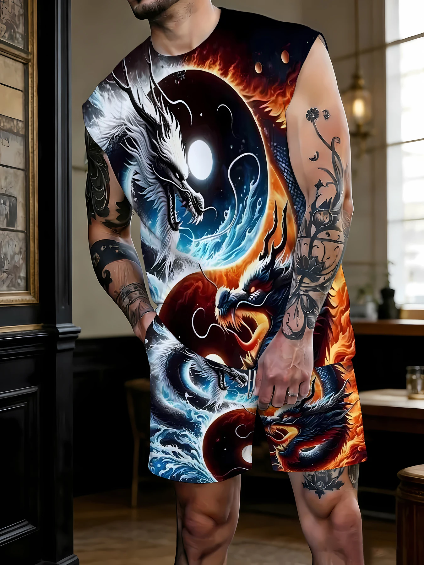 Men's Hawaiian Print Tank Top and Shorts Set Vibrant Polyester Summer Beach Suit Standard Size
Men's Hawaiian Print Tank Top and Shorts Set Vibrant Polyester Summer Beach Suit Standard Size