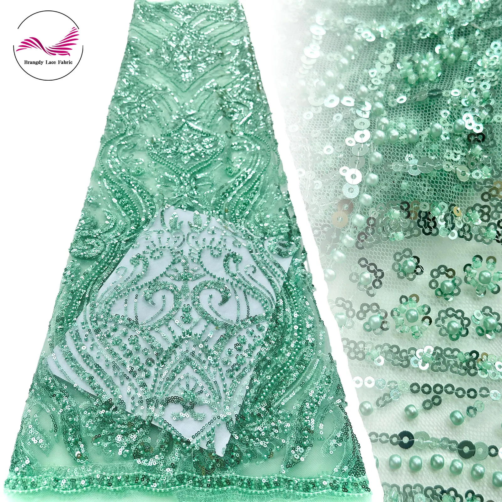 Green African Sequin Beaded Lace Fabric 2025 High Quality French Nigerian Sequin Embroidered Lace Fabric for Wedding Sewing
Green African Sequin Beaded Lace Fabric 2025 High Quality French Nigerian Sequin Embroidered Lace Fabric for Wedding Sewing
