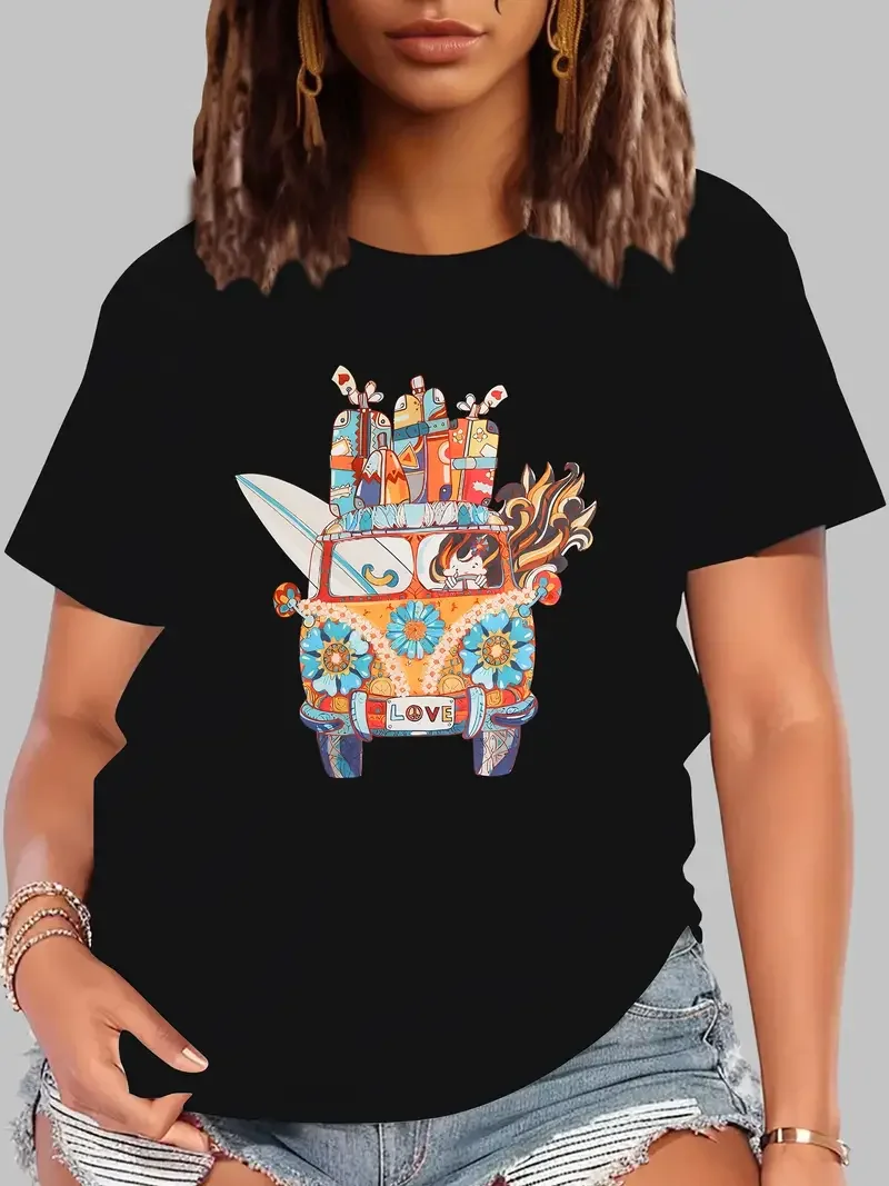 Cartoon colored car Women t shirt Summer Fashion Short sleeved T-shirt Tee Tops Printed O-neck Casual T-shirt Women's Clothing
Cartoon colored car Women t shirt Summer Fashion Short sleeved T-shirt Tee Tops Printed O-neck Casual T-shirt Women's Clothing