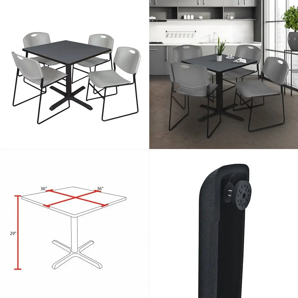 Cain 36 in. Square XBase Breakroom Table Grey amp 4 Zeng Stack Chairs Grey
Cain 36 in. Square XBase Breakroom Table Grey amp 4 Zeng Stack Chairs Grey