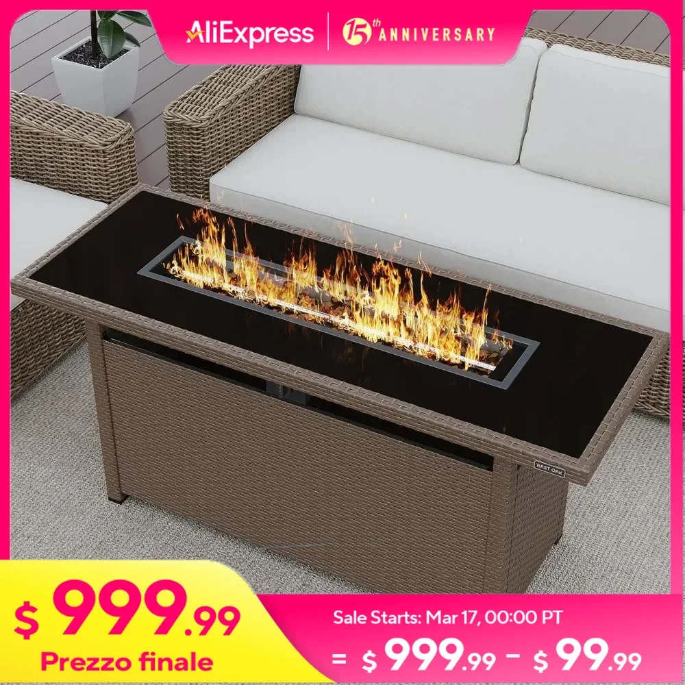 57" Gas Fire Pit Table with 9.2lb Glass Stone & Removable Lid,60,000 BTU Fire Pit W/Tempered Glass Desktop,Patio Fire Table
57" Gas Fire Pit Table with 9.2lb Glass Stone & Removable Lid,60,000 BTU Fire Pit W/Tempered Glass Desktop,Patio Fire Table