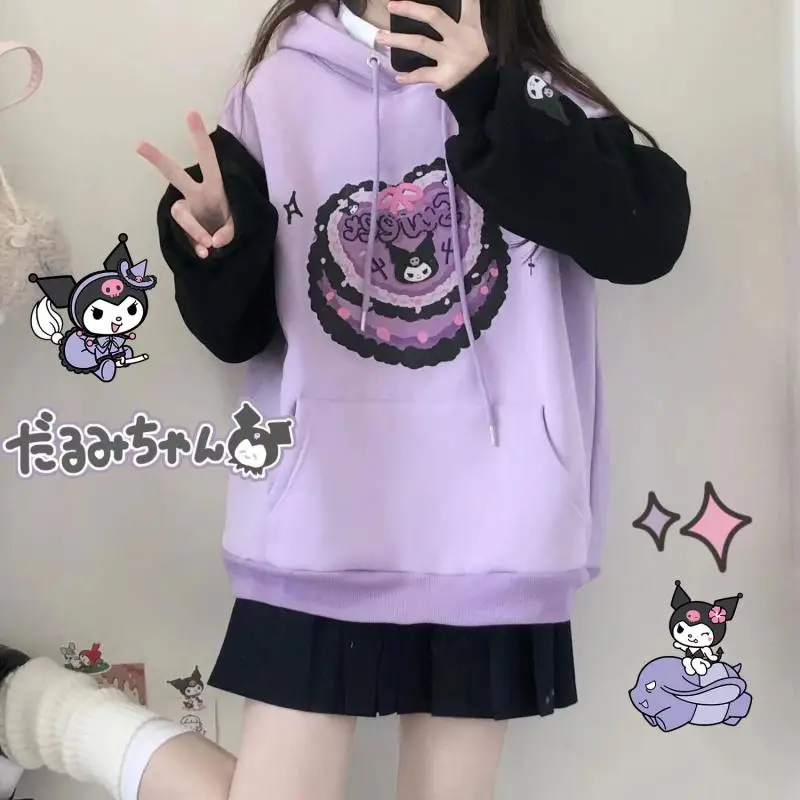 Японский свитшот с капюшоном Sanrioed Kuromi, свободный пуловер с героями мультфильмов для девочек, кавайные студенческие топы с круглым вырезом и длинными рукавами, милые милые топы
Японский свитшот с капюшоном Sanrioed Kuromi, свободный пуловер с героями мультфильмов для девочек, кавайные студенческие топы с круглым вырезом и длинными рукавами, милые милые топы