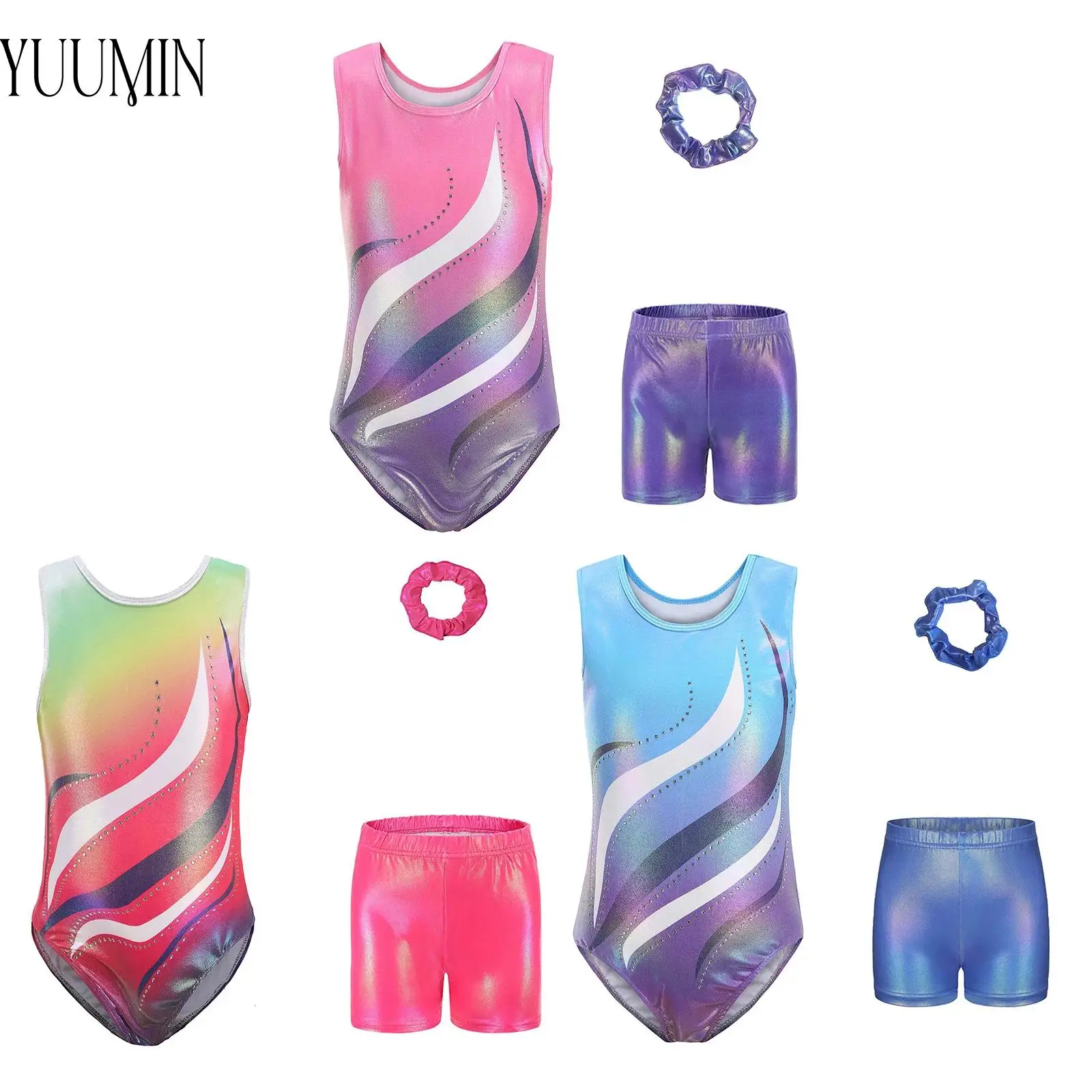 5-12Y Baby Girl 3-Piece Gymnastics Outfit Sleeveless Rhinestones Gradient Color Leotard Shorts Hairband for Ballet Skating Dance
5-12Y Baby Girl 3-Piece Gymnastics Outfit Sleeveless Rhinestones Gradient Color Leotard Shorts Hairband for Ballet Skating Dance