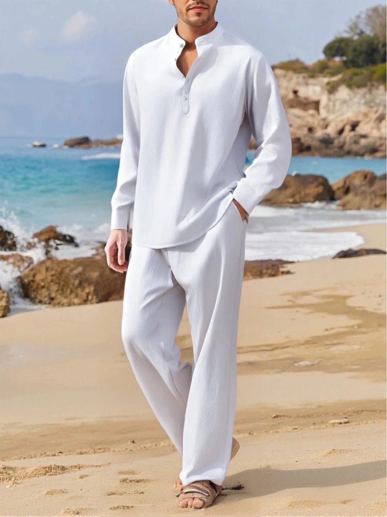 Summer Men's Casual Two Pieces Daily Outdoor Travel Basic Breathable Shirt Solid Pants Suit Male Beach Tracksuits Set
Summer Men's Casual Two Pieces Daily Outdoor Travel Basic Breathable Shirt Solid Pants Suit Male Beach Tracksuits Set