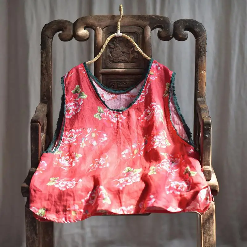 New Arrival Spring Summer Arts Style Women Sleeveless Loose Tops Cotton Linen Vintage Floral Print Top Femme Tank Top Quality
New Arrival Spring Summer Arts Style Women Sleeveless Loose Tops Cotton Linen Vintage Floral Print Top Femme Tank Top Quality