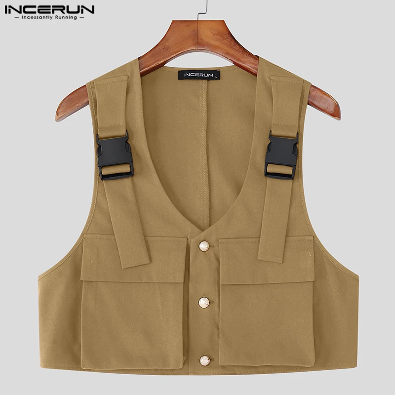 INCERUN Men Vests Solid Color Pockets V Neck Sleeveless Button Casual Crop Tops Male Waistcoats Streetwear 2025 Fashion Vests
INCERUN Men Vests Solid Color Pockets V Neck Sleeveless Button Casual Crop Tops Male Waistcoats Streetwear 2025 Fashion Vests