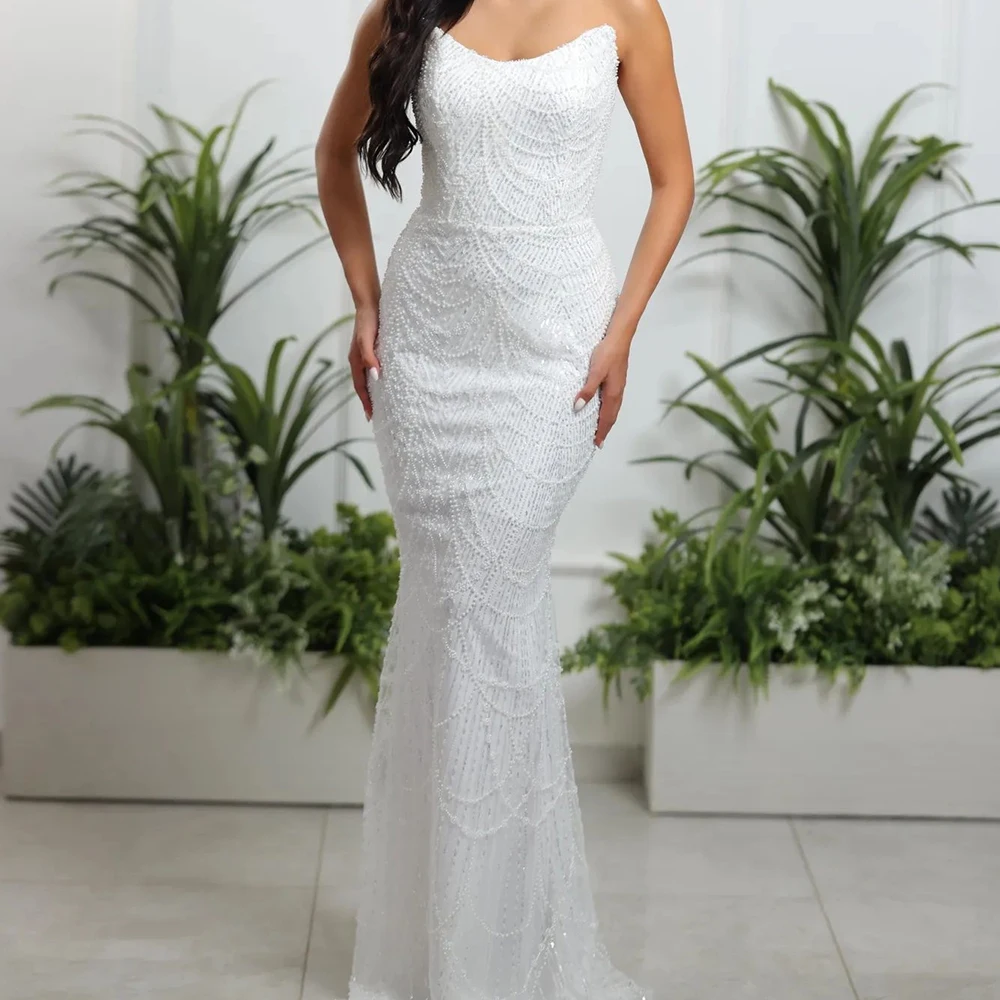 Customized Fashion Straight Floor Length Strapless Organza Sleeveless Pearls Pleats Evening Dress Elegant vestidos para mujer
Customized Fashion Straight Floor Length Strapless Organza Sleeveless Pearls Pleats Evening Dress Elegant vestidos para mujer