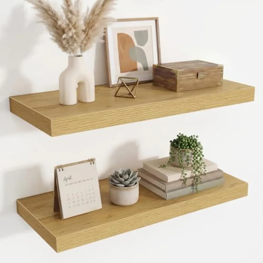 24 Inch Wall Decor Floating Shelves for Living Room Bedroom Bathroom Kitchen Oak Wood Natural Finish 9.3 Deep Invisible Bracket
24 Inch Wall Decor Floating Shelves for Living Room Bedroom Bathroom Kitchen Oak Wood Natural Finish 9.3 Deep Invisible Bracket