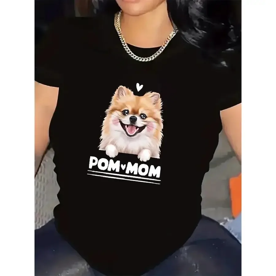 【New style】Women'S Short Sleeve Tee Showcasing an Adorable Pomeranian Dog Graphic POM MOM Design Crafted from Lightweight Mater
【New style】Women'S Short Sleeve Tee Showcasing an Adorable Pomeranian Dog Graphic POM MOM Design Crafted from Lightweight Mater