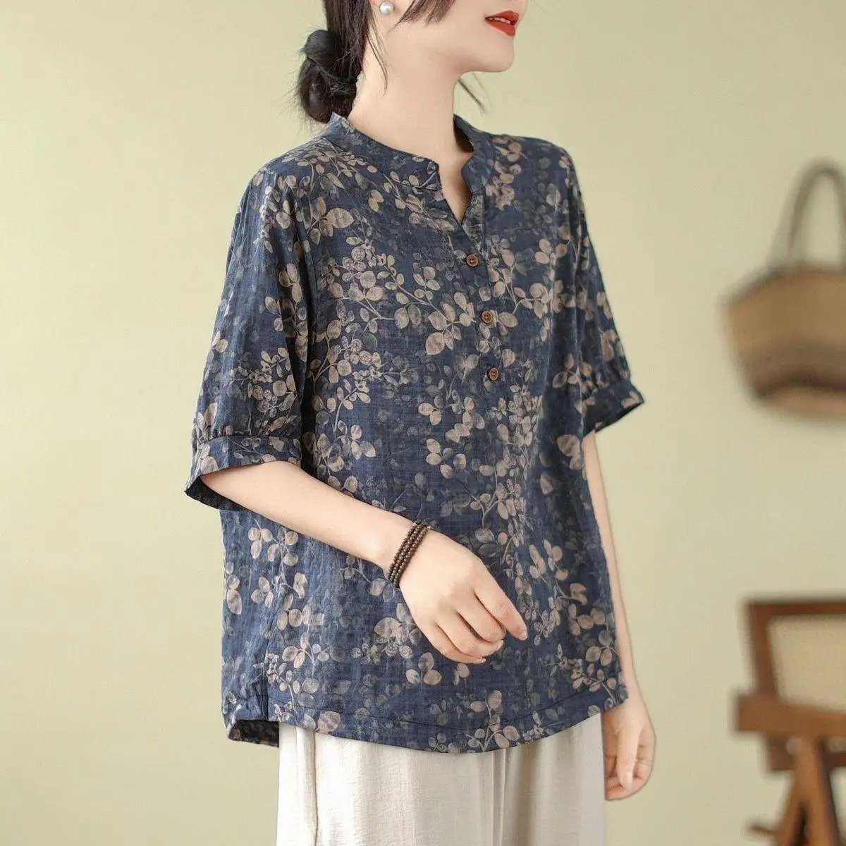 Retro Floral Cotton Linen irt Women's Summer New Sle Beautiful Sli ort Sve Trendy Top Korean Loose Fit Button De...
Retro Floral Cotton Linen irt Women's Summer New Sle Beautiful Sli ort Sve Trendy Top Korean Loose Fit Button De...