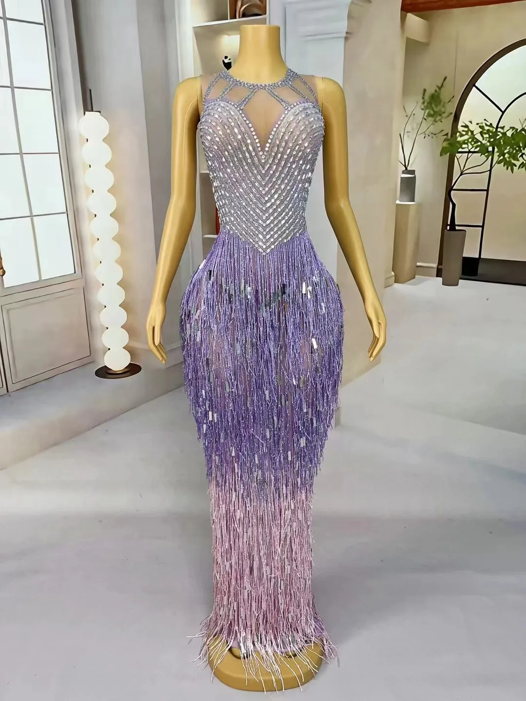 Sparkly Crystal Rhinestones Celebrate Evening Wedding Prom Birthday Dress Sexy Tassel Long Gown Luxury Party Club Show Wear
Sparkly Crystal Rhinestones Celebrate Evening Wedding Prom Birthday Dress Sexy Tassel Long Gown Luxury Party Club Show Wear