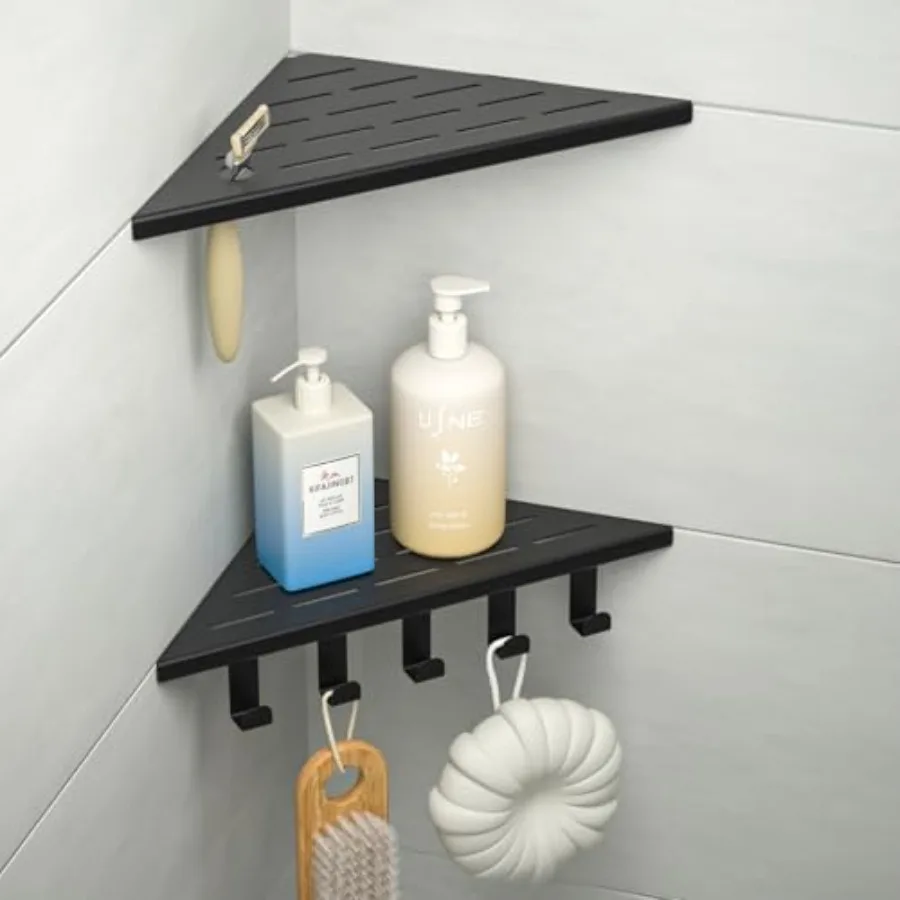 10'' Corner Shower Shelf, 304 Stainless Steel Shelves for Bathroom, Grout in Shelf with Hooks for Tiled Wall
10'' Corner Shower Shelf, 304 Stainless Steel Shelves for Bathroom, Grout in Shelf with Hooks for Tiled Wall