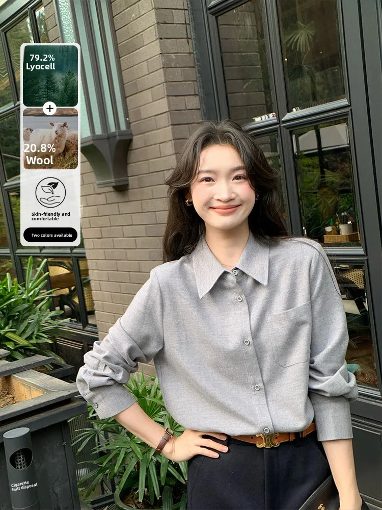 Fol Else Women's Woolen Shirt Casual Style Long Sleeve Flip Collar Inner Wear Slimming Effect Wool Blend Warmth Functi...
Fol Else Women's Woolen Shirt Casual Style Long Sleeve Flip Collar Inner Wear Slimming Effect Wool Blend Warmth Functi...