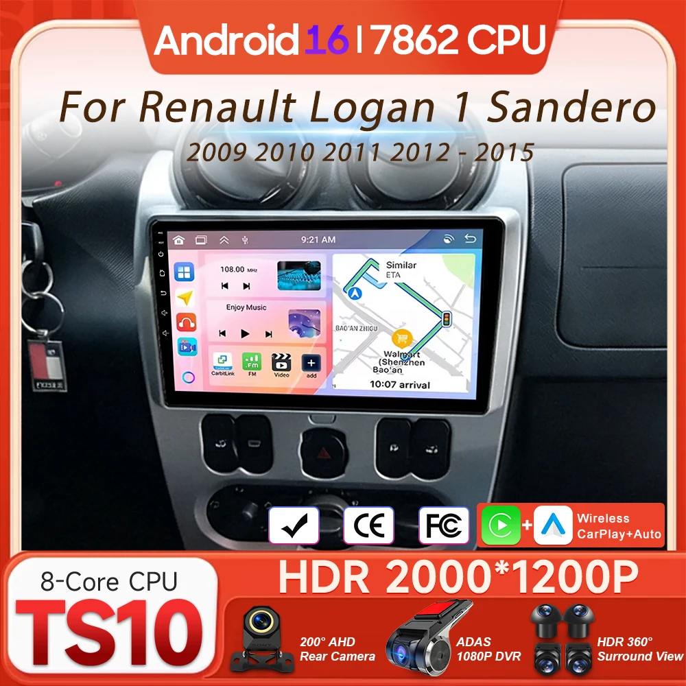 Android 16 Car Radio Video Multimedia Player For Renault Logan 1 Sandero 2009 2010 2011 2012 - 2015Carplay Auto Navigation GPS
Android 16 Car Radio Video Multimedia Player For Renault Logan 1 Sandero 2009 2010 2011 2012 - 2015Carplay Auto Navigation GPS