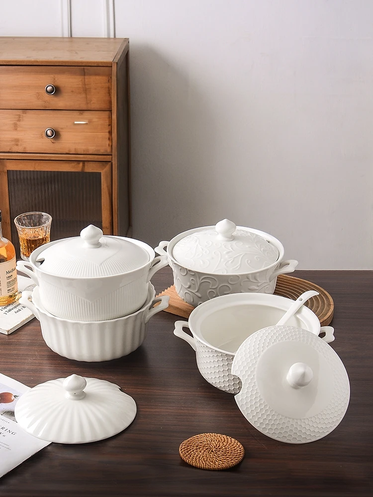 Large Capaci Cerc Soup Bowl with Lid Double Ear for Home Use Microwave Oven Commercial Hotel Restaurant Utensils
Large Capaci Cerc Soup Bowl with Lid Double Ear for Home Use Microwave Oven Commercial Hotel Restaurant Utensils