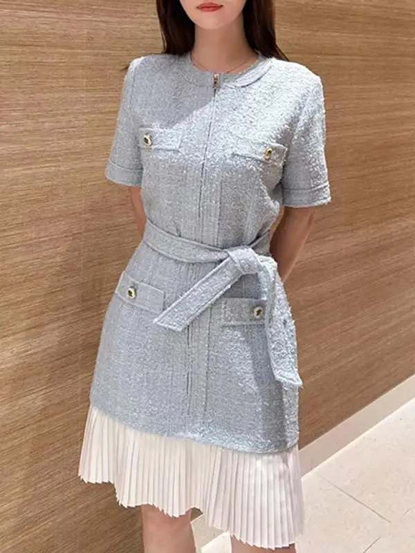 Early Spring 2025 Women's Light Blue Small Fraance Sle Tweed Pleated ort Sve Belted Dr High Waist A-Line Skirt
Early Spring 2025 Women's Light Blue Small Fraance Sle Tweed Pleated ort Sve Belted Dr High Waist A-Line Skirt