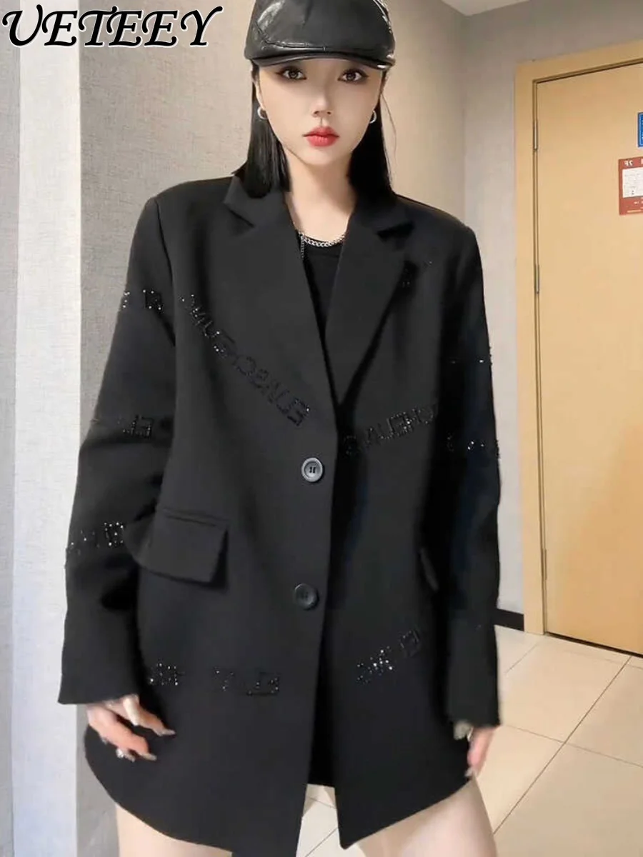 Black Rhinestone Loose Suit Jacket for Women Spring and Autumn New Korean Style Temperament Casual High-Grade Blazer Coat
Black Rhinestone Loose Suit Jacket for Women Spring and Autumn New Korean Style Temperament Casual High-Grade Blazer Coat