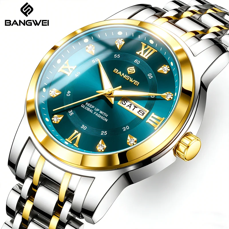 BANGWEI мужские роскошные часы наручные часы водостойкие светящиеся мужские часы из нержавеющей стали дата неделя модные кварцевые мужские часы Reloj
BANGWEI мужские роскошные часы наручные часы водостойкие светящиеся мужские часы из нержавеющей стали дата неделя модные кварцевые мужские часы Reloj