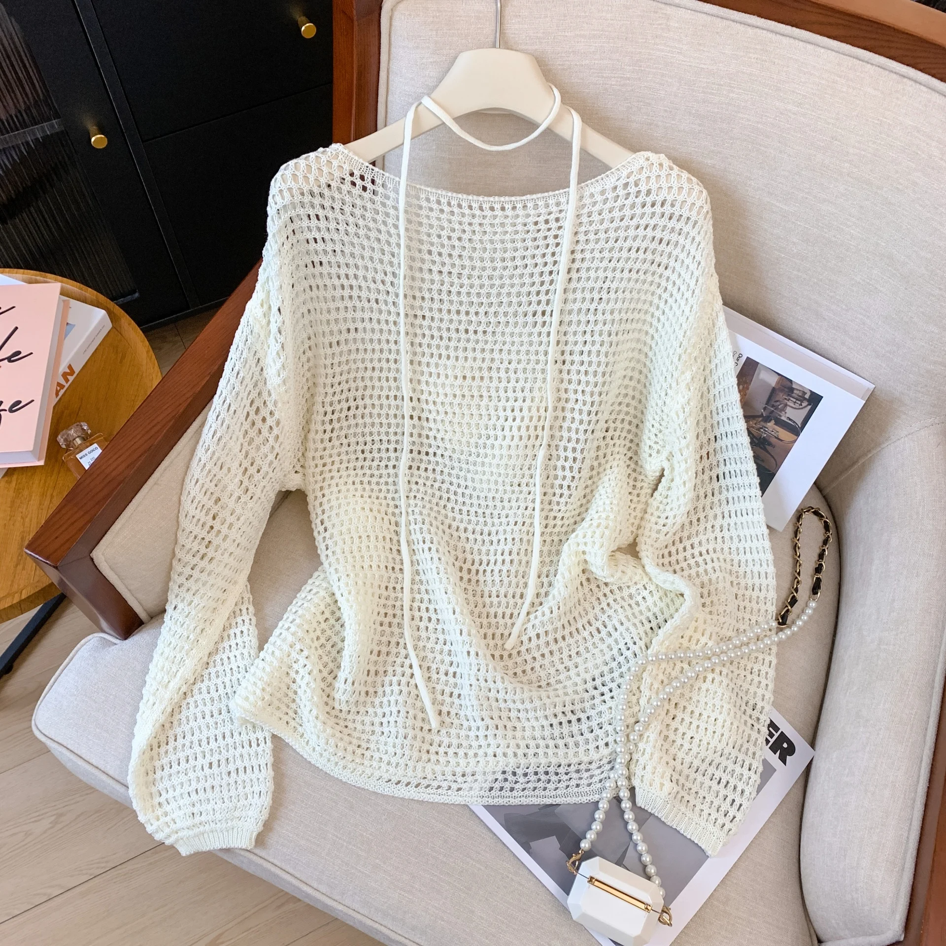 Summer Vacation Style Lazy round Neck Hollow out Long Sleeve Knitted Top Women's Air Conditioning Sun Protection Casual Wear
Summer Vacation Style Lazy round Neck Hollow out Long Sleeve Knitted Top Women's Air Conditioning Sun Protection Casual Wear