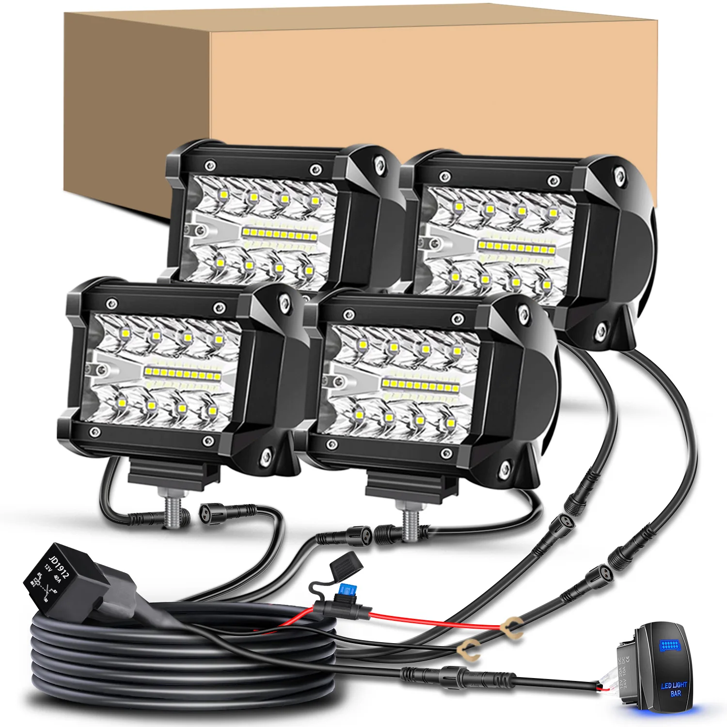 4 LED Light Pod Blue Triple Row 2PCS Flood Spot Combo Driving Fog Lights Emergency Trailer Lights for UTV Pick-up Van Boat
4 LED Light Pod Blue Triple Row 2PCS Flood Spot Combo Driving Fog Lights Emergency Trailer Lights for UTV Pick-up Van Boat