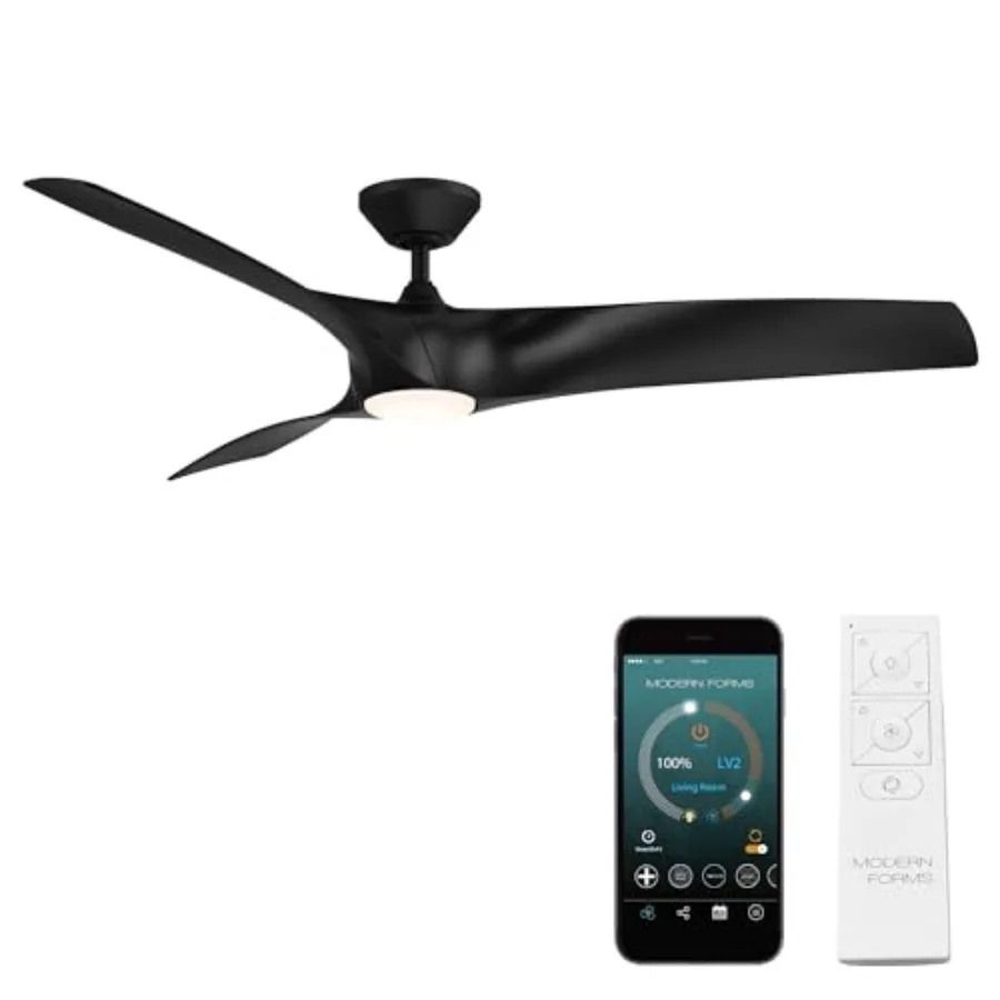 Smart indoor/outdoor ceiling fan for living room or patio, matte black metal, 62in 3-blade design with adjustable CCT LED light
Smart indoor/outdoor ceiling fan for living room or patio, matte black metal, 62in 3-blade design with adjustable CCT LED light