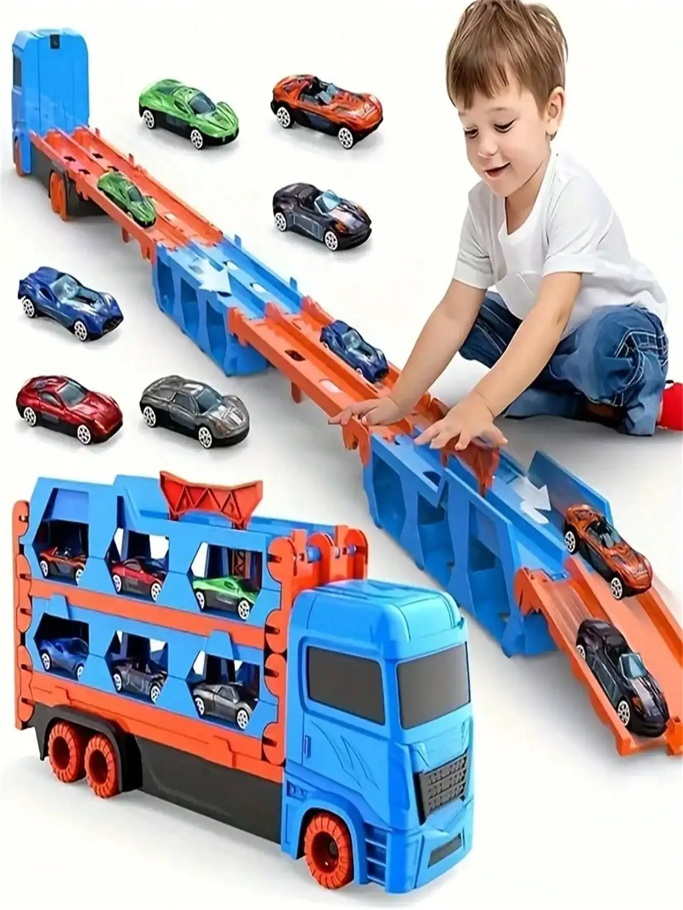 Children's portable foldable and sliding deformable design catapult rail truck transport vehicle includes 6 and 12 alloy cars
Children's portable foldable and sliding deformable design catapult rail truck transport vehicle includes 6 and 12 alloy cars