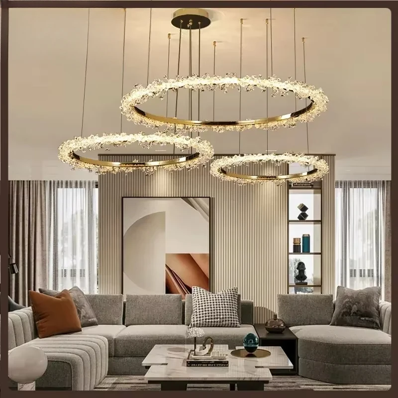 Nordic Luxury Led Crystal Ring Chandeliers for Living Dining Room Modern Minimalism Crystal Pendant Light Hanging Chandelier
Nordic Luxury Led Crystal Ring Chandeliers for Living Dining Room Modern Minimalism Crystal Pendant Light Hanging Chandelier