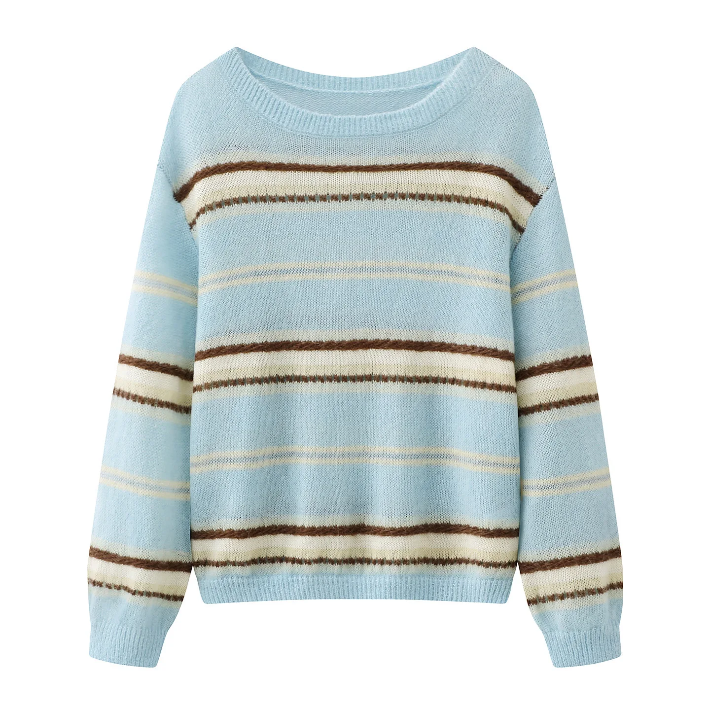 Versatile Contrasting Striped Sweater, Loose Crew Neck, Pullover, Knitted Top for Women
Versatile Contrasting Striped Sweater, Loose Crew Neck, Pullover, Knitted Top for Women